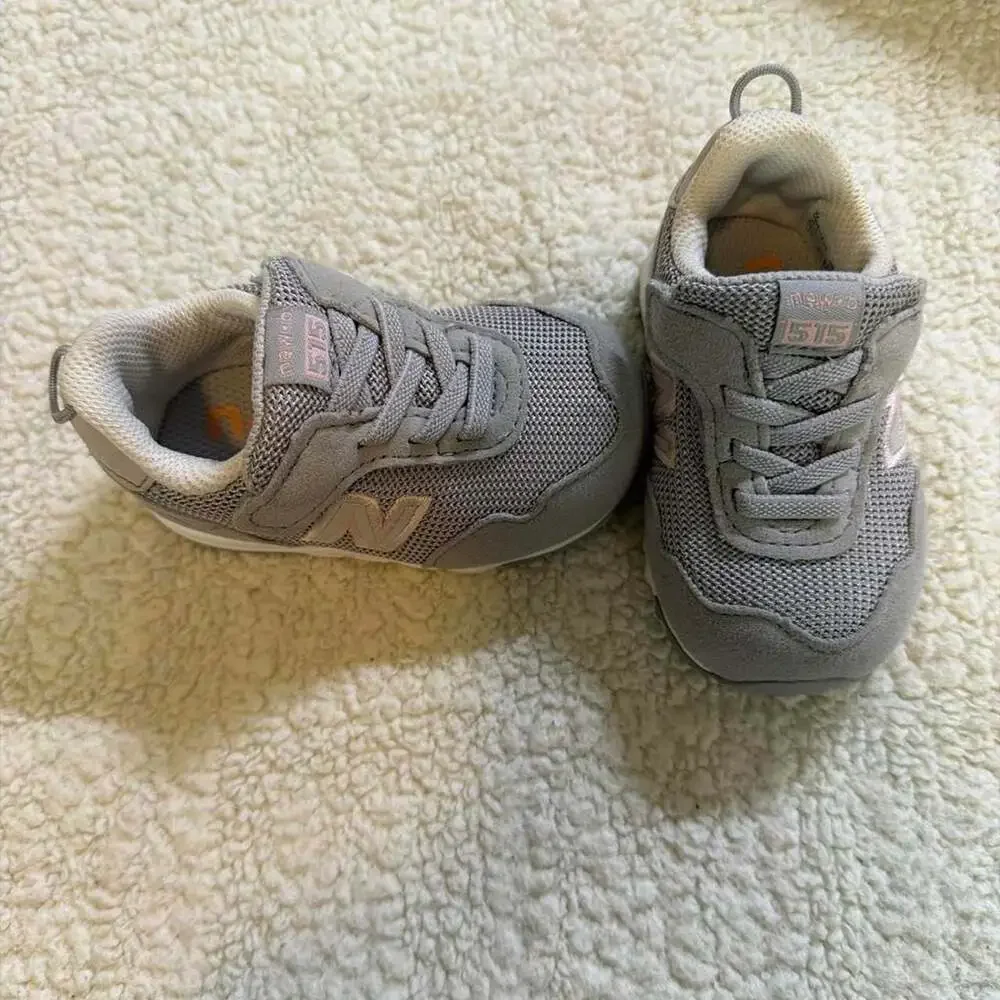 New Balance 515 New-B Hook and Loop Infant Sneakers Grey Pink Size 3